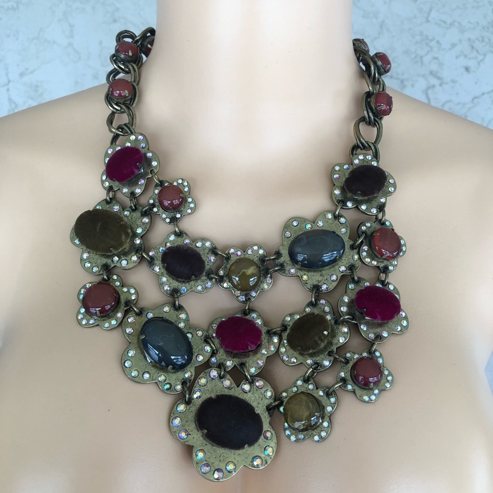Betsey Johnson Velvet + Flower Necklace Set